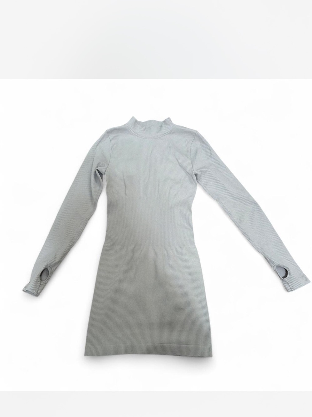 OQQ Waist snatching, Light Gray Long Sleeve Ribbed Bodycon Dress